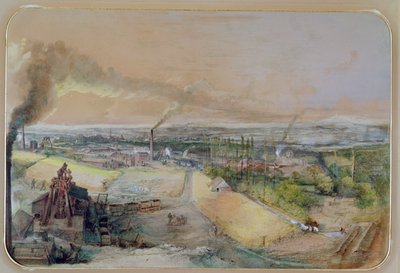 Industrielandschaft im Blanzy-Kohlefeld, Saone-et-Loire, ca. 1860 von Ignace Francois Bonhomme